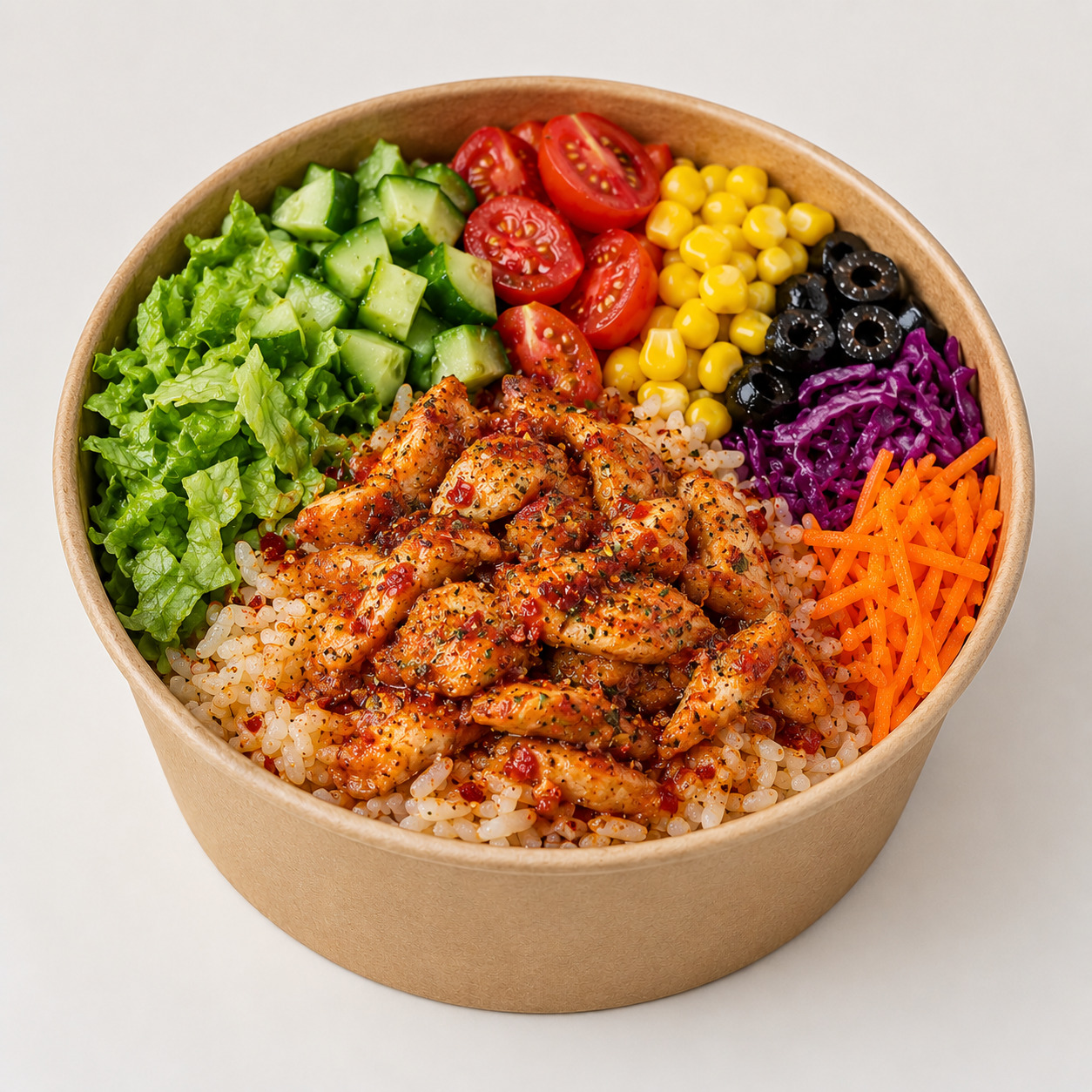 Acılı Tavuklu Pilavlı Bowl