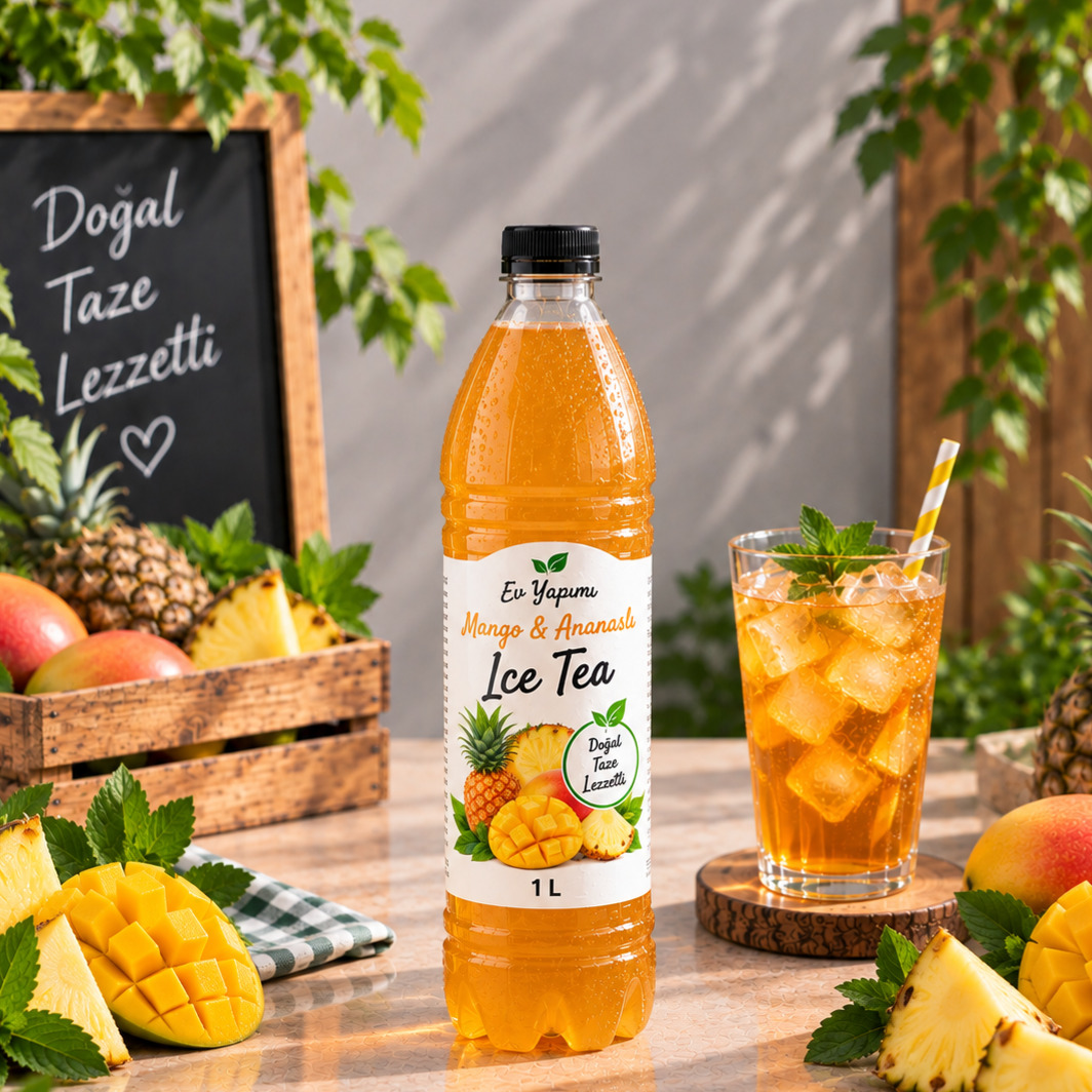 Ev Yapımı Mango Ananas Ice Tea 1 Lt