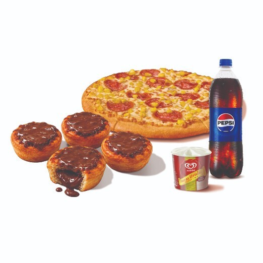 Büyük Boy Karışık Pizza + KITKAT® ile Sezar Puffs+ Algida Maraş Cup + İçecek (1 L.)