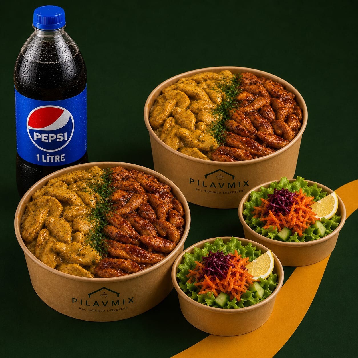 2'li Soslu Pilav Menü +1lt İçecek +2 Mevsim Salata