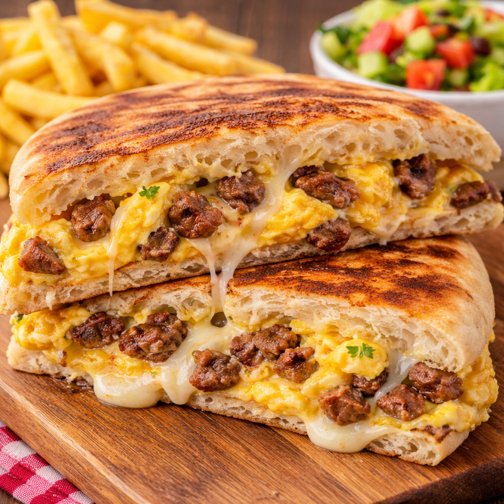 Yumurtalı Kavurmalı Bazlama Tost