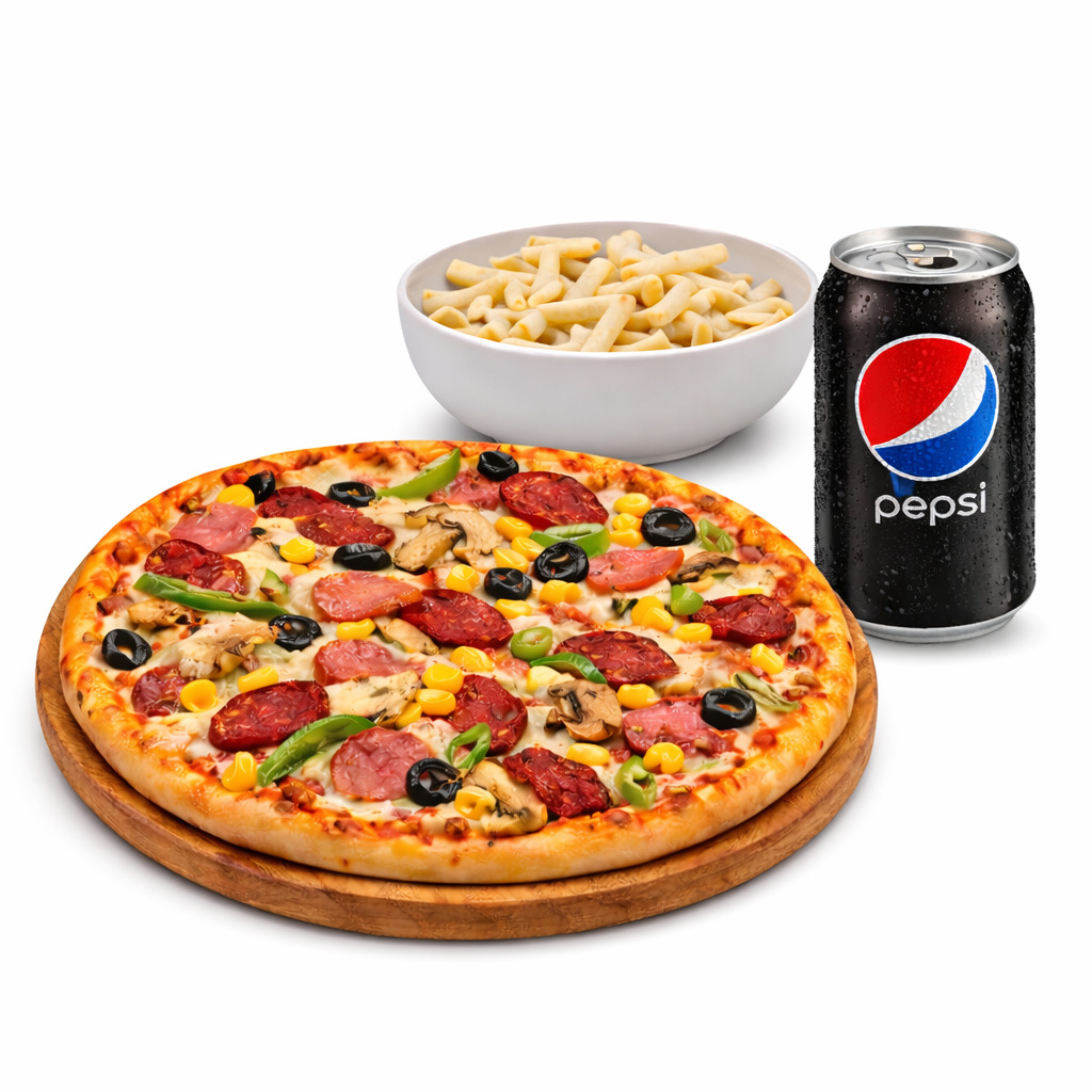 1 ottoman Pizza (Orta) & 1 makarna & 1 pepsi max (330cl)