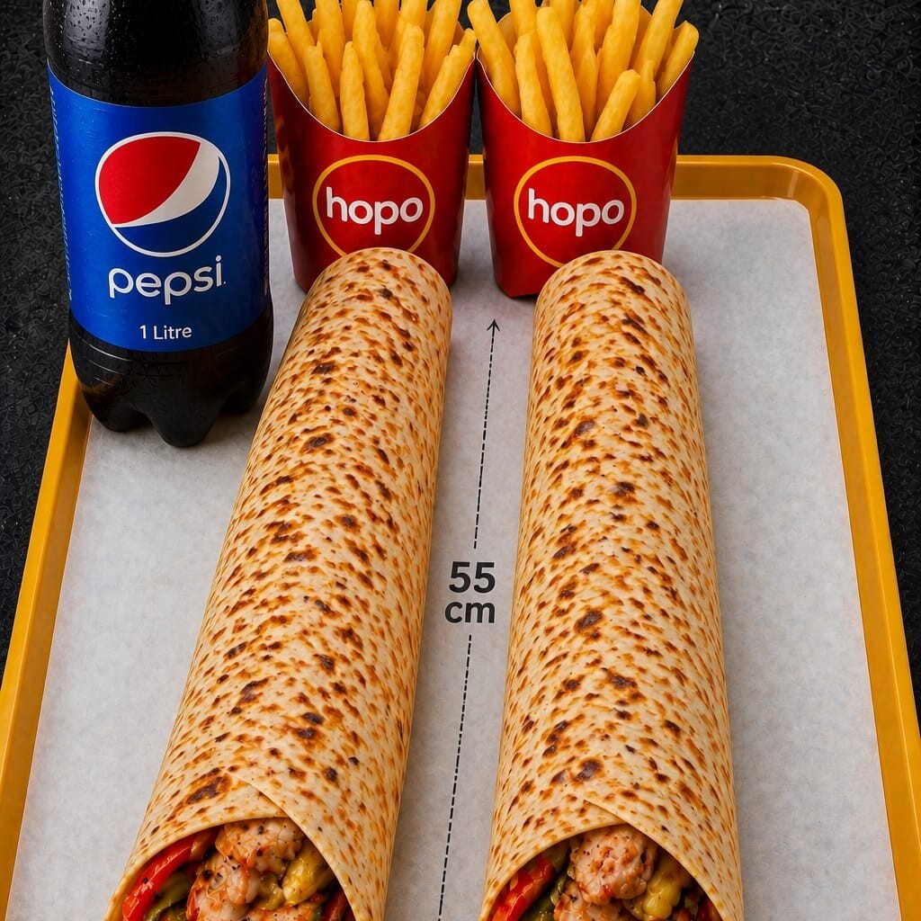 Zurna Dürüm 2'li Menü (2 zurna+ 2 patates+1 litre kola