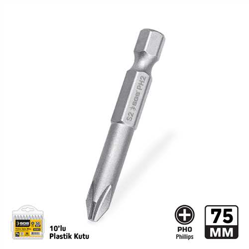 YILDIZ UÇLU BİTS TORNALI S2 PH0*75mm Sand-Pro Series