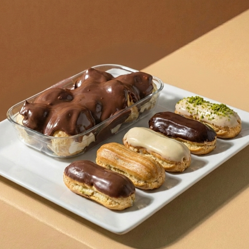 Profiterol (750 Gr) (12 Top) & Karışık Ekler (5 Adet)