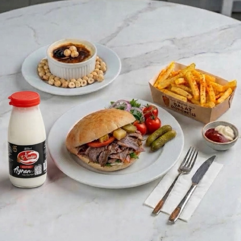 Tombik+Patates+Ayran+Sütlaç - Menü