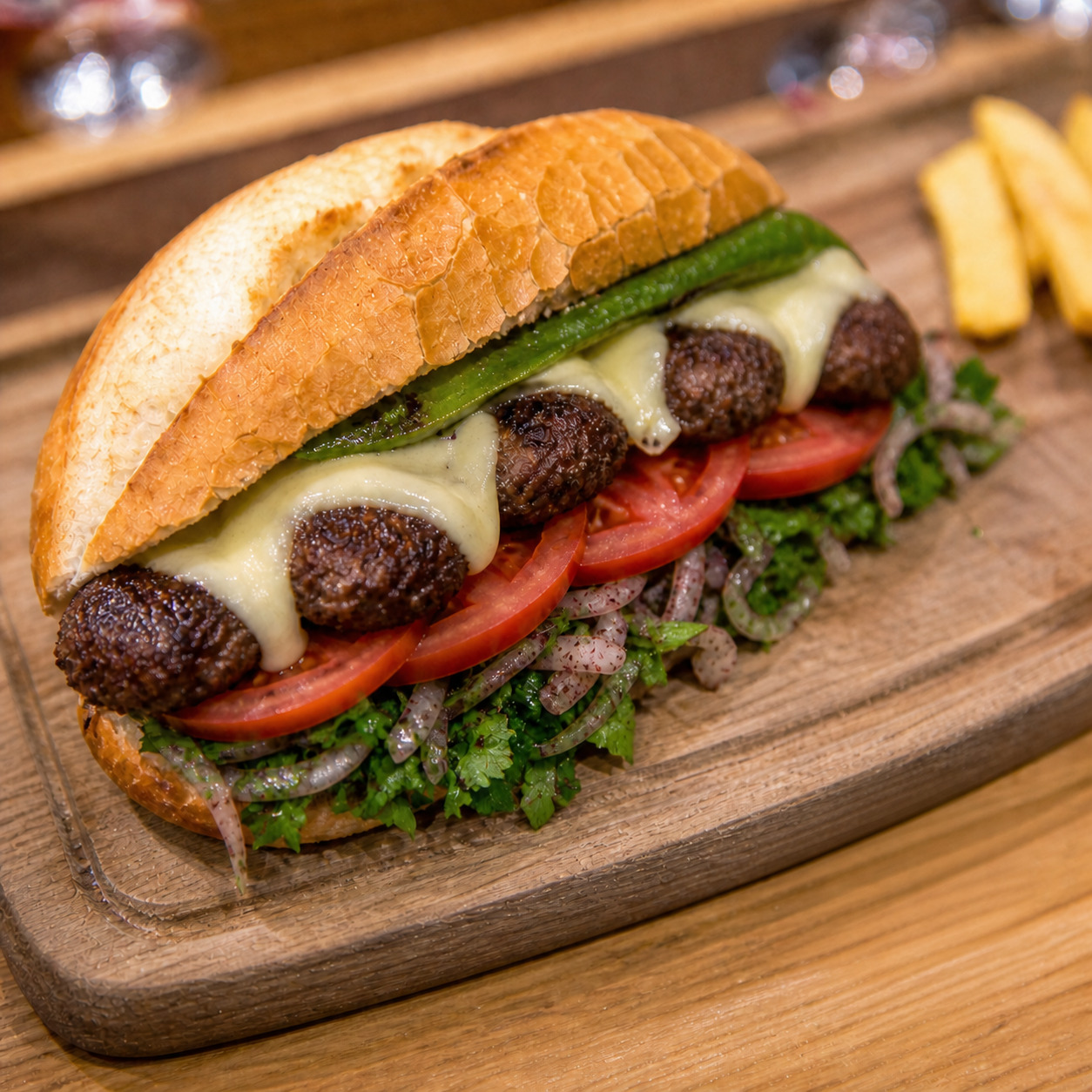 Yarım Ekmek Arası Kaşarlı Köfte