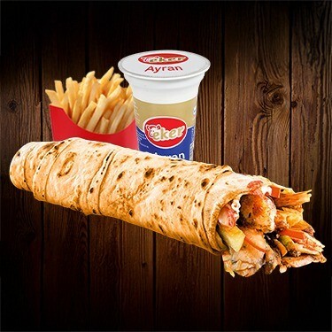 Tavuk Hatay Dürüm+K Ayran+Patates Kızartması