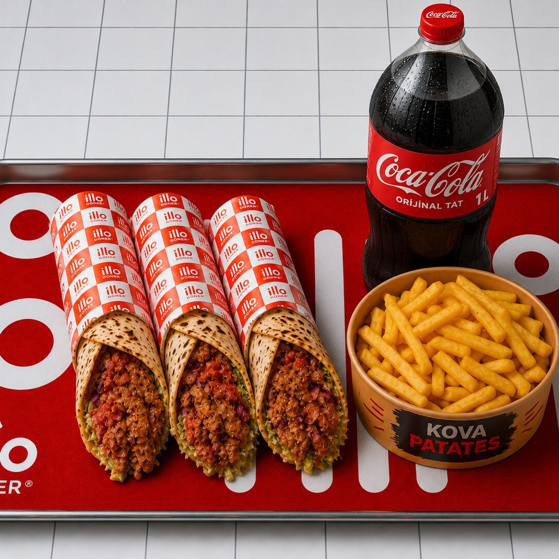 3 Tavuk Dürüm & 1 Kova Patates Kızartması & 1 Lt Kola