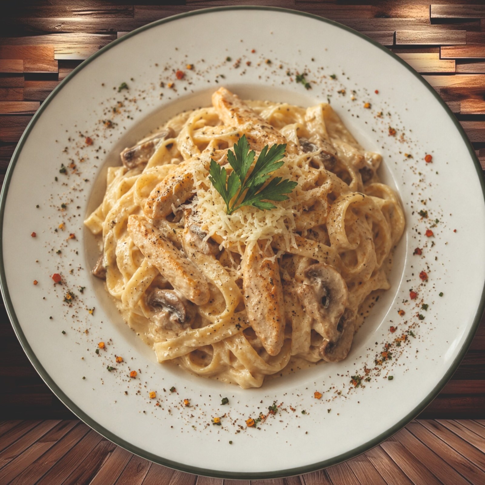 Tavuklu Mantarlı Fettuccine