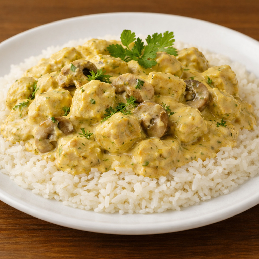 Kremalı Köri Mantarlı pilav