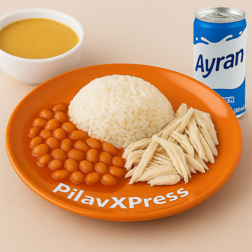 Pilav Üstü Tavuk+Kuru Fasulye + Süzme Mercimek Çorbası + Büyük Ayran