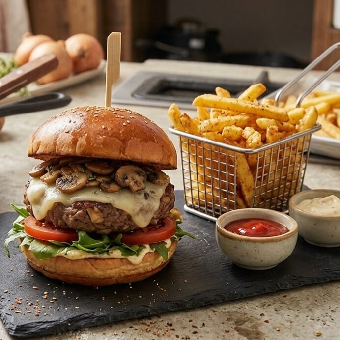 Mantar Burger + Kızartma