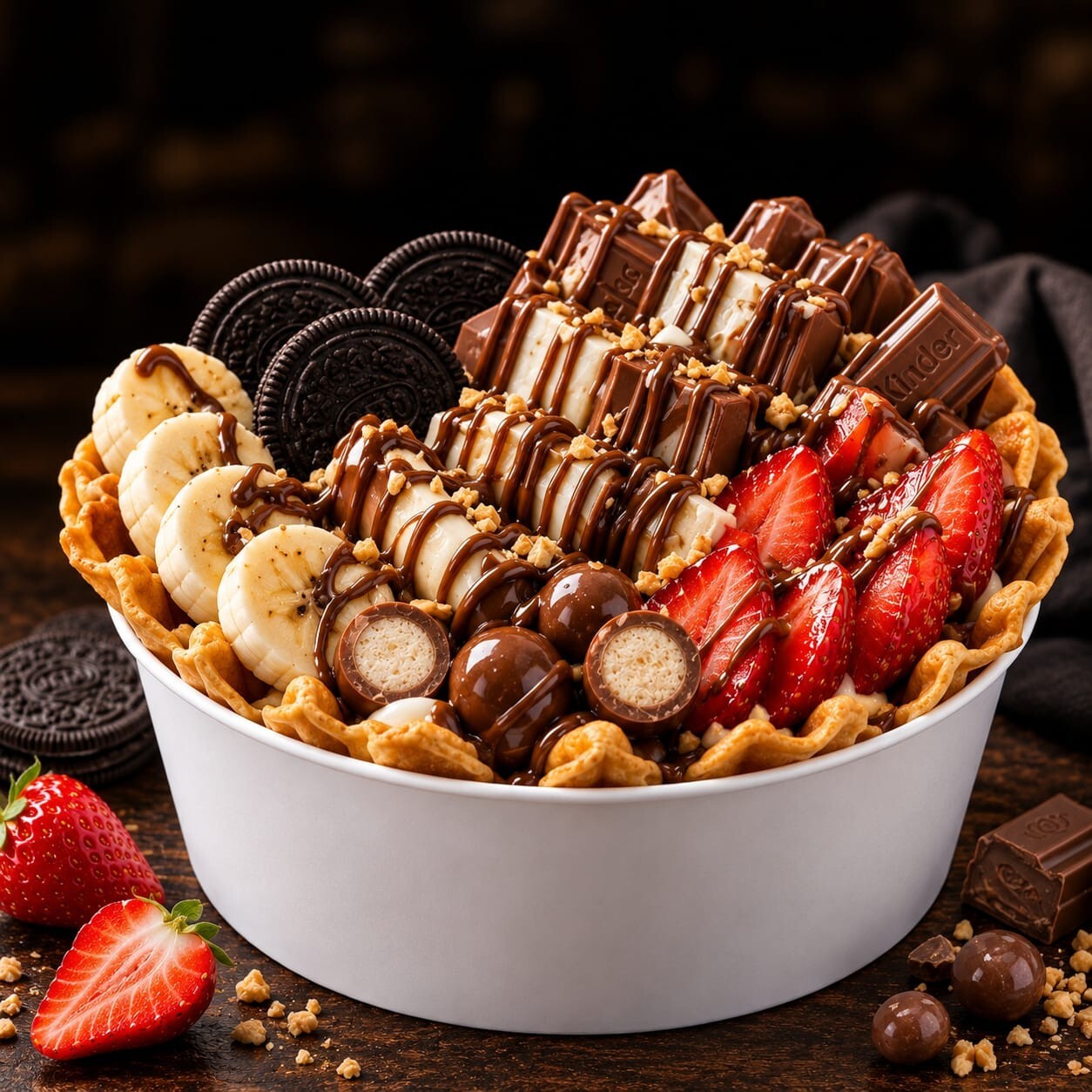 Bol Karışık Meyveli Waffle