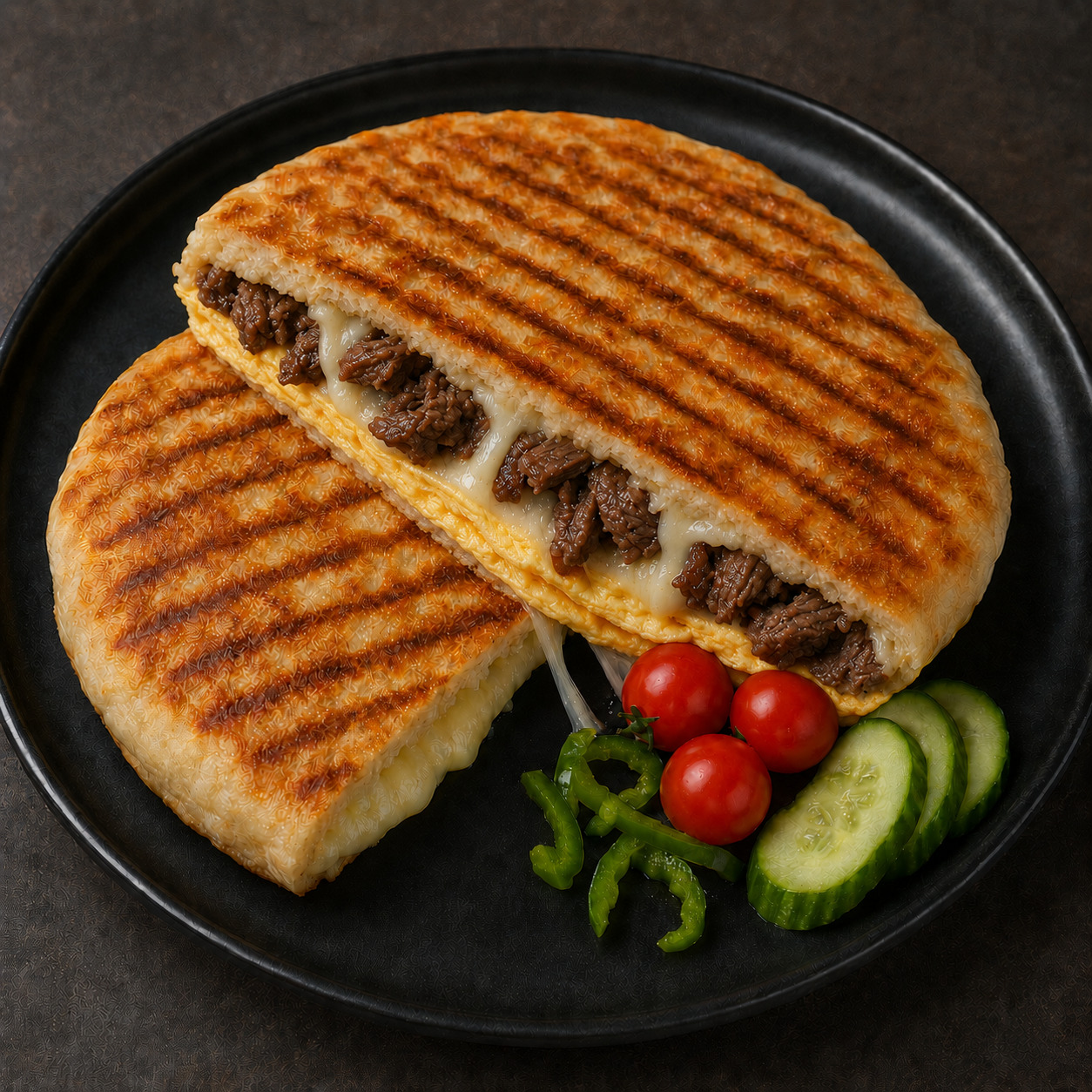 Omlet Kavurmalı Kaşarlı Bazlama Tost
