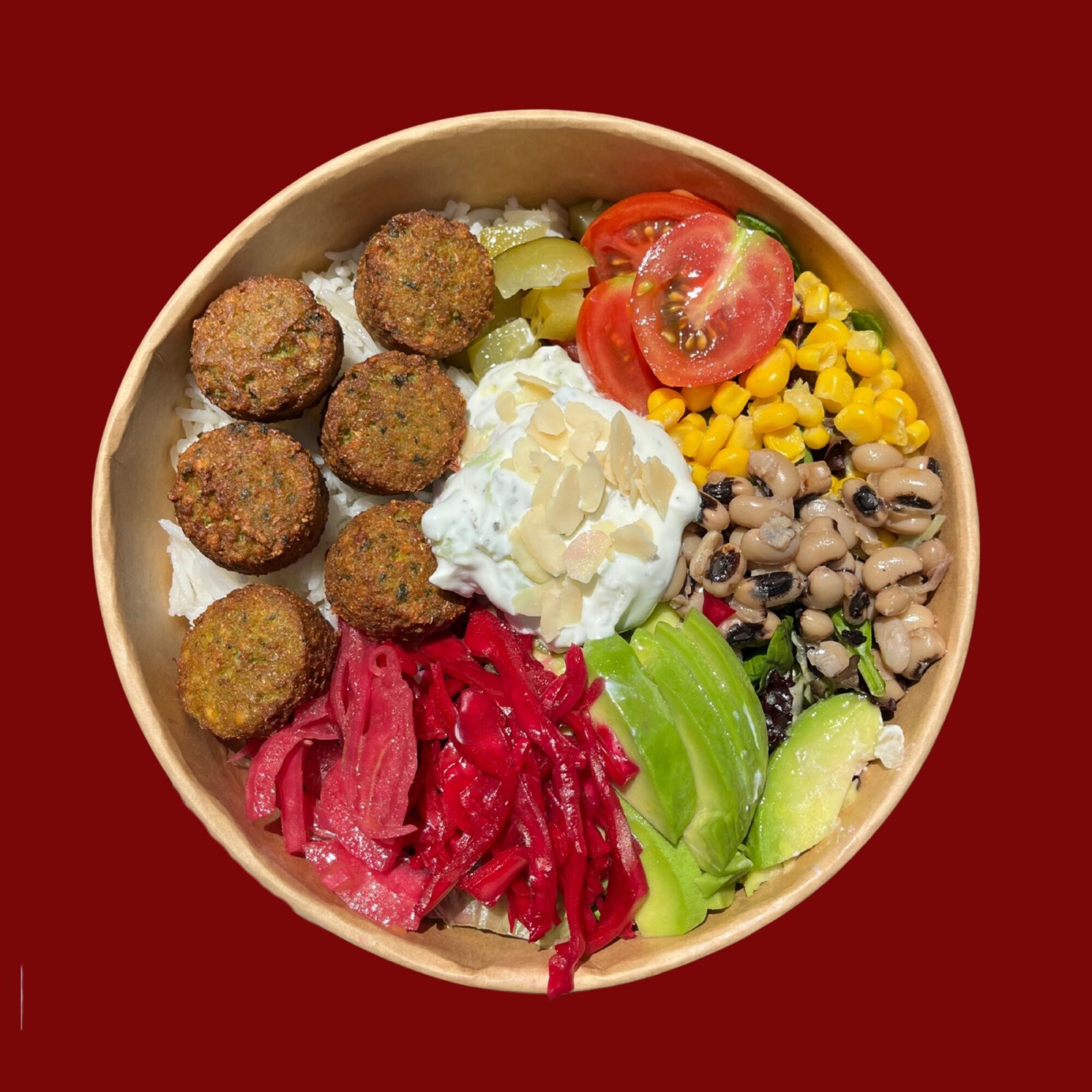 Falafel Bowl (665 Kcal, 16 gr protein, 80 gr karbonhidrat, 35 gr yağ)