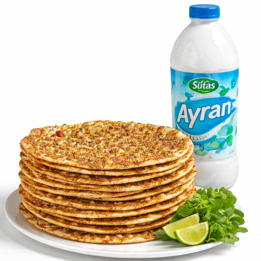 5 Lahmacun +(1 L) Ayran Ya Da Kola
