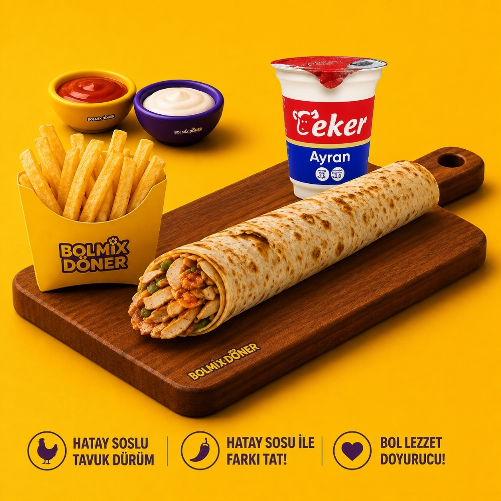 Bolmix Zurna Hatay Soslu 100gr+Patates+Ayran