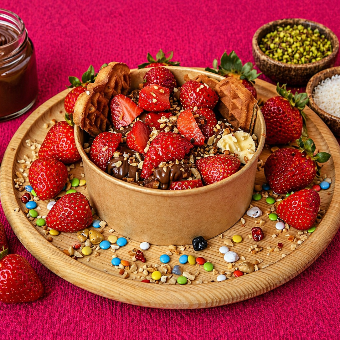 Bol Çilekli Waffle Bowl