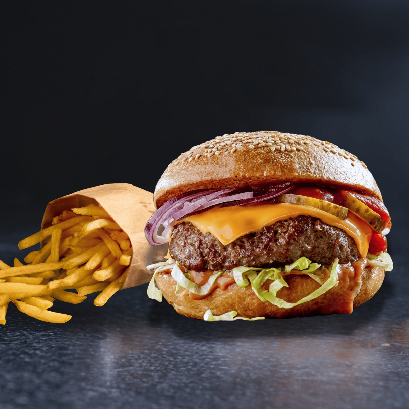 Klasik Cheddar Et Burger