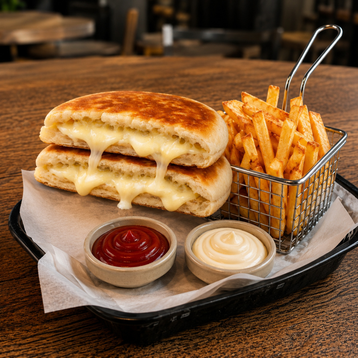 (Menü 11) - Bazlamada Kaşarlı Tost (Orta)