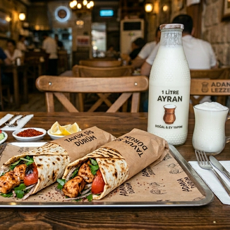 2 Tavuk Şiş Dürüm + Litre Ayran
