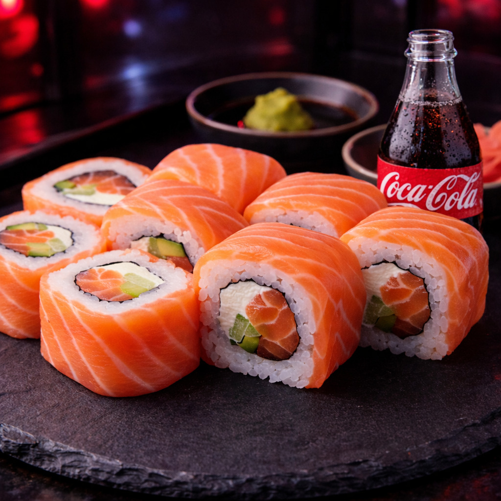 Double Salmon Roll (8 Adet) + Coca cola
