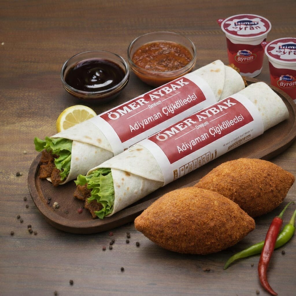 1 Mega (150 G), 1 Normal Dürüm (100 G) & 2 Ayran & 2 İçli Köfte