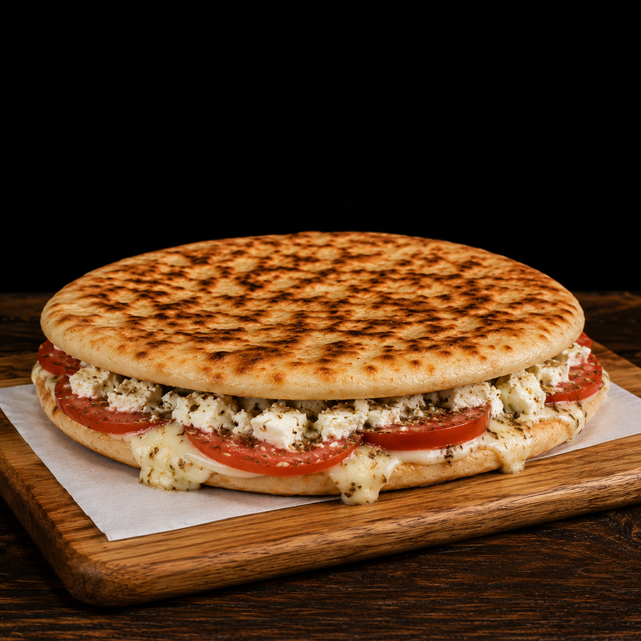 Peynirli Domatesli Biberli Kekikli Bazlama Tost