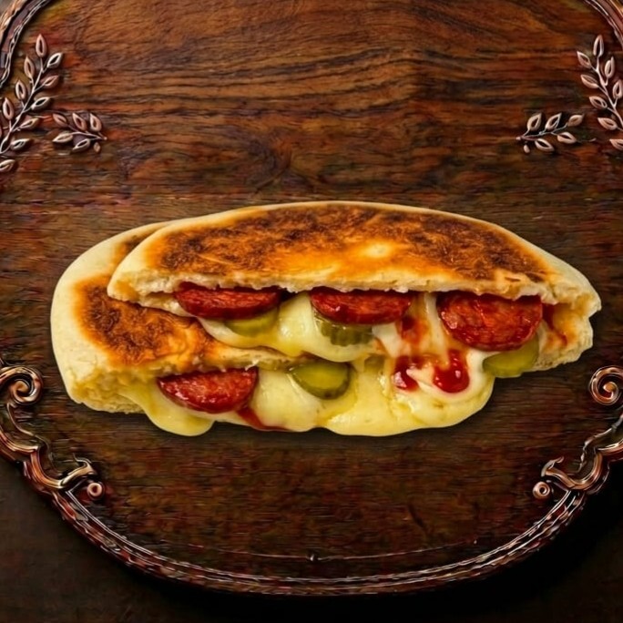 Sucuklu Kaşarlı Bazlama Tost Bazlama ekmeği 150 gr