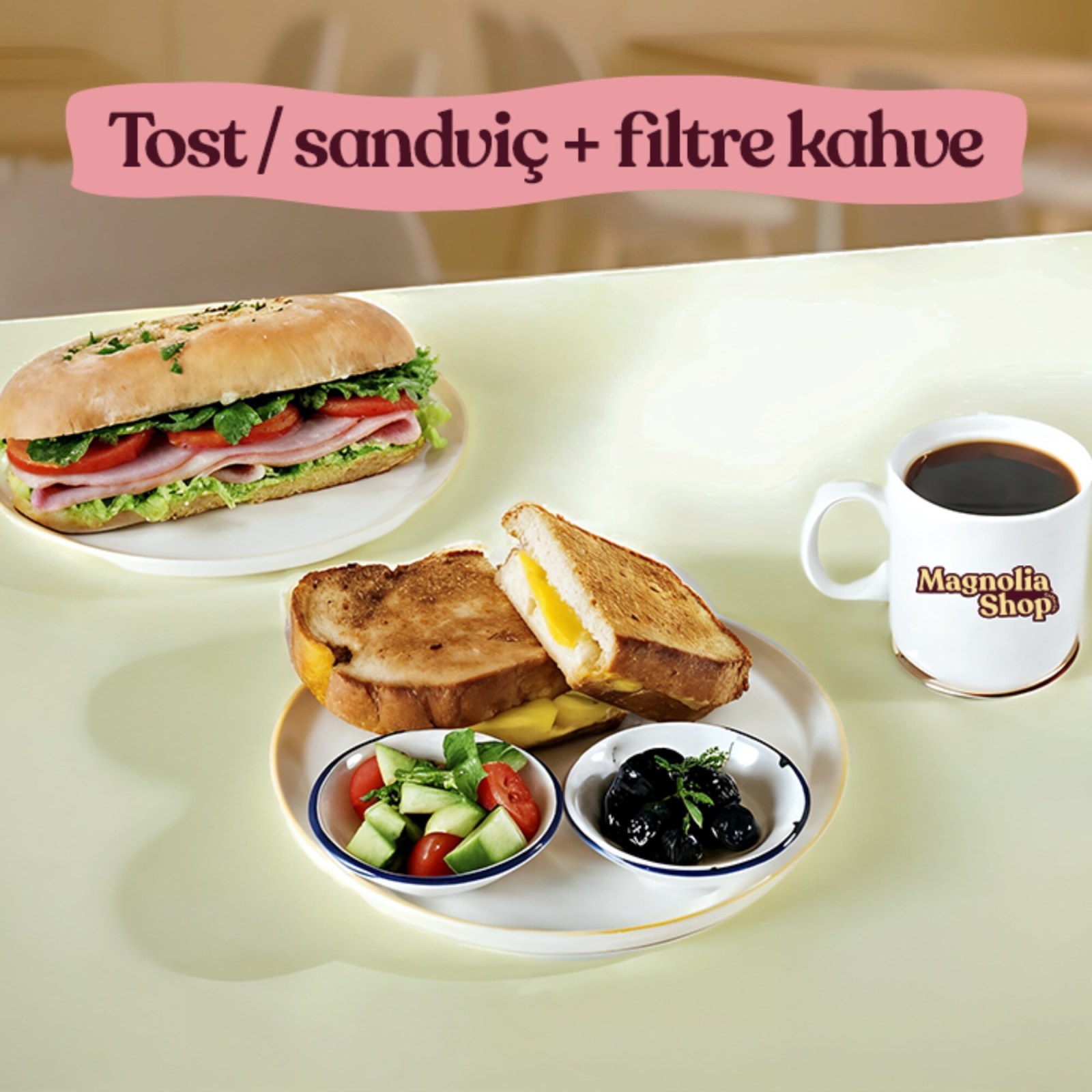 Sucuklu Bazlama Tost + Filtre Kahve