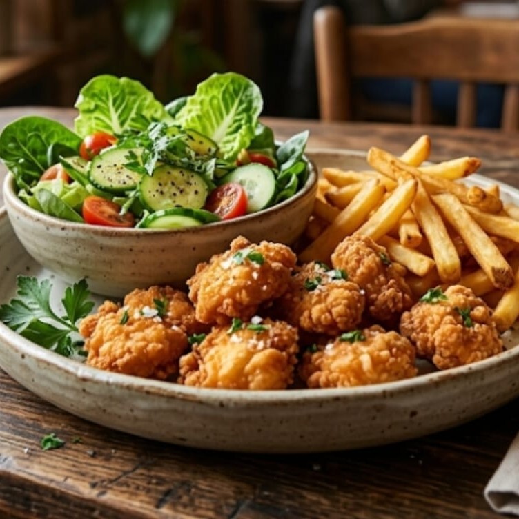 Çıtır Tavuk +patates+salata menü