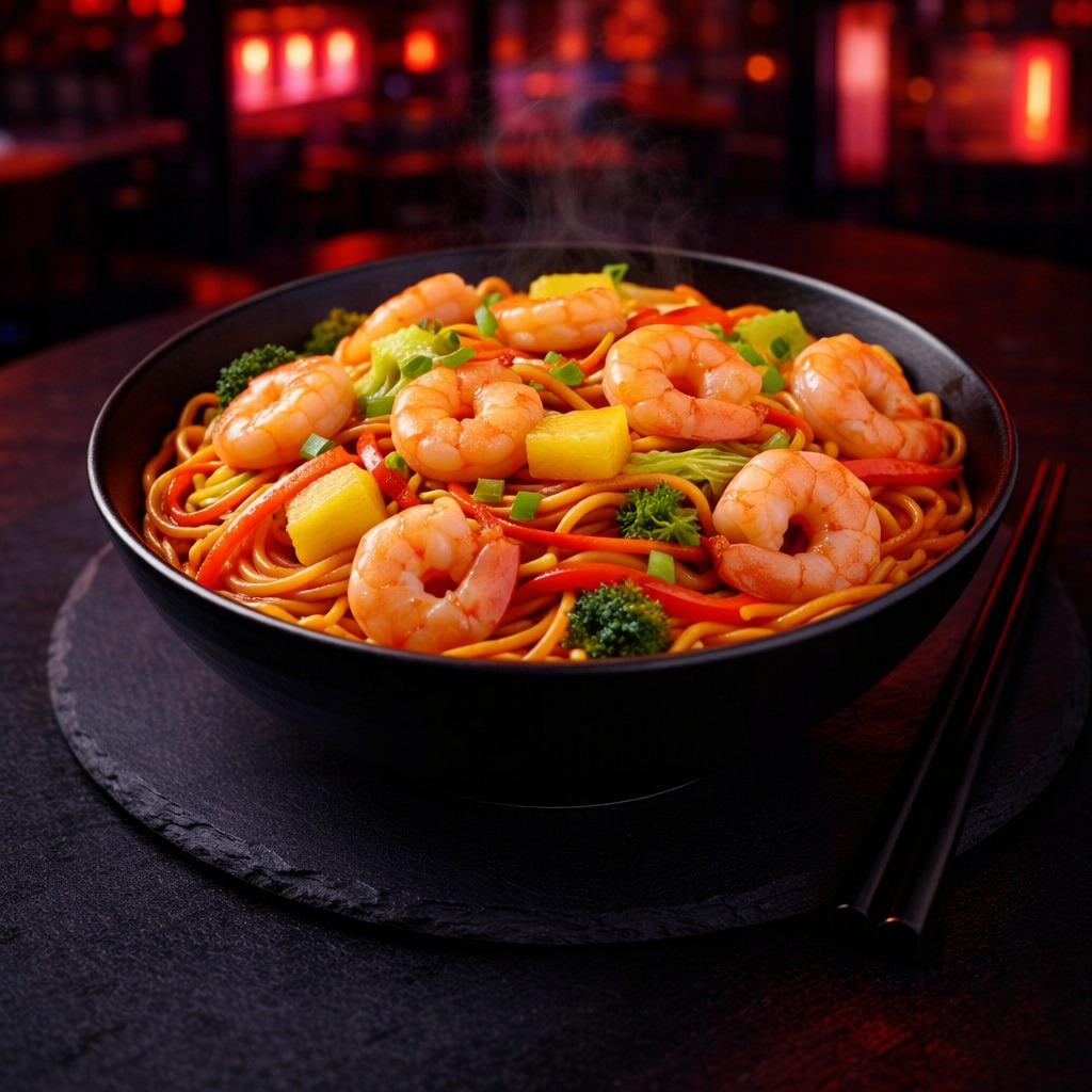Tatlı Ekşi Karidesli Noodle - Shrimp Noodles with Sweet and Sour Sauce