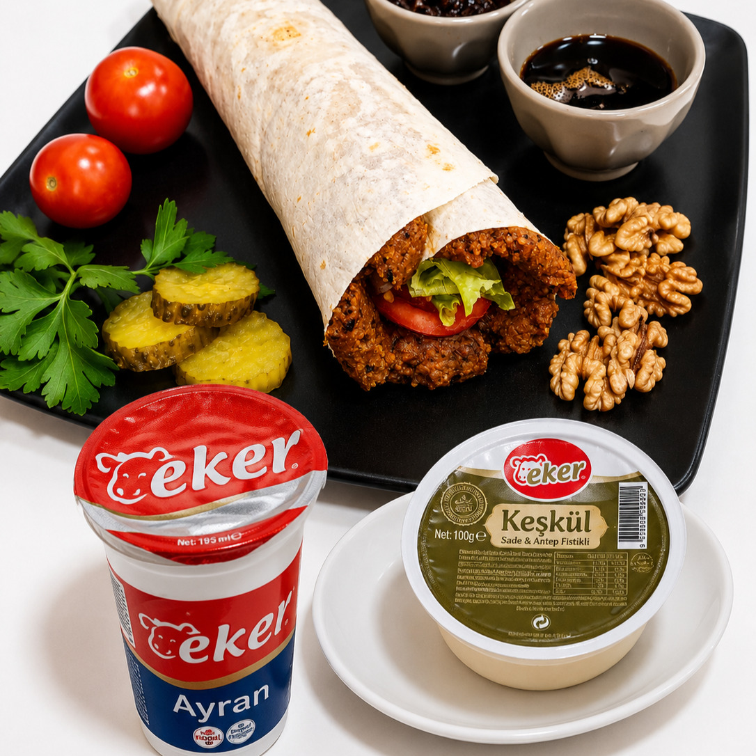 Öğrenci Menü Zeytinyağlı Cevizli Dürüm 150 gr + Ayran + Tatlı