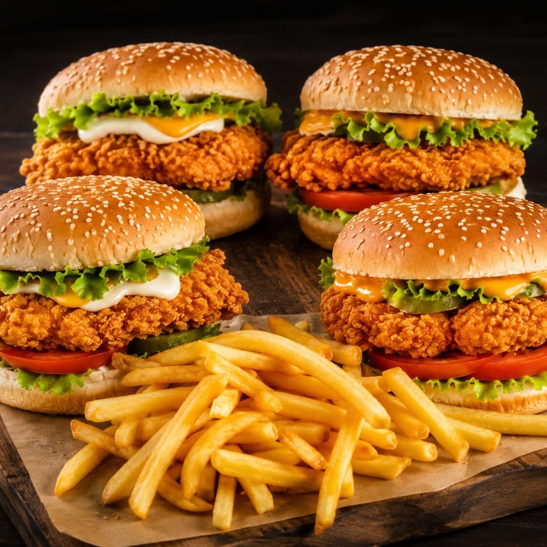 4'lü Tavuk Burger Kızartma