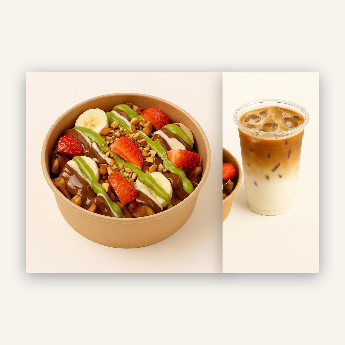 Çikolata Bahçesi Bowl Waffle & Iced Latte