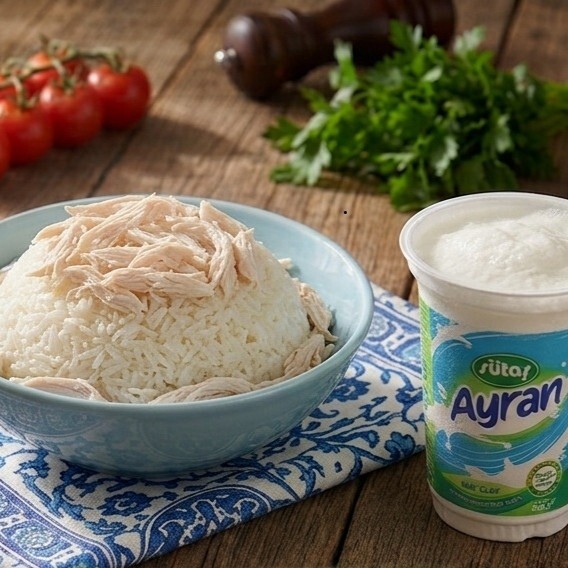 Tavuk Pilav (1.5 Porsiyon) + Ayran