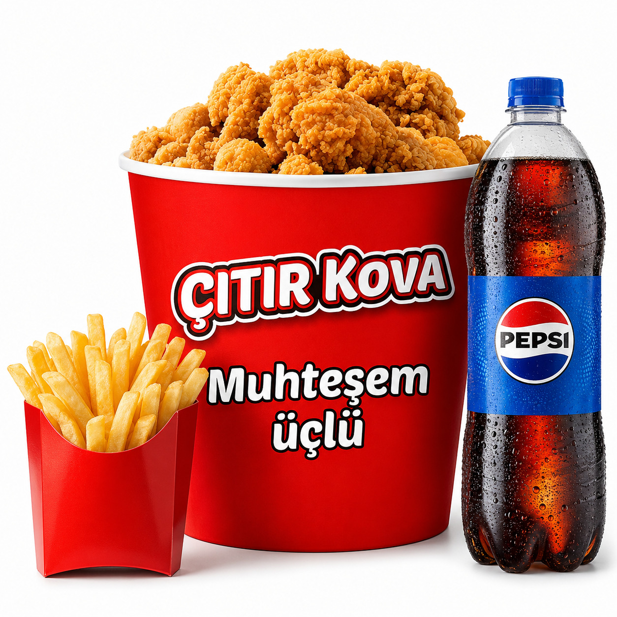 Çıtır Tavuk Muhteşem Üçlü Doyurucu Menü (3 Kişilik)