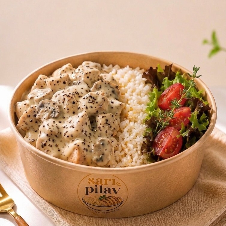 Karabiberli Kremalı Tavuklu Pilav Kasesi