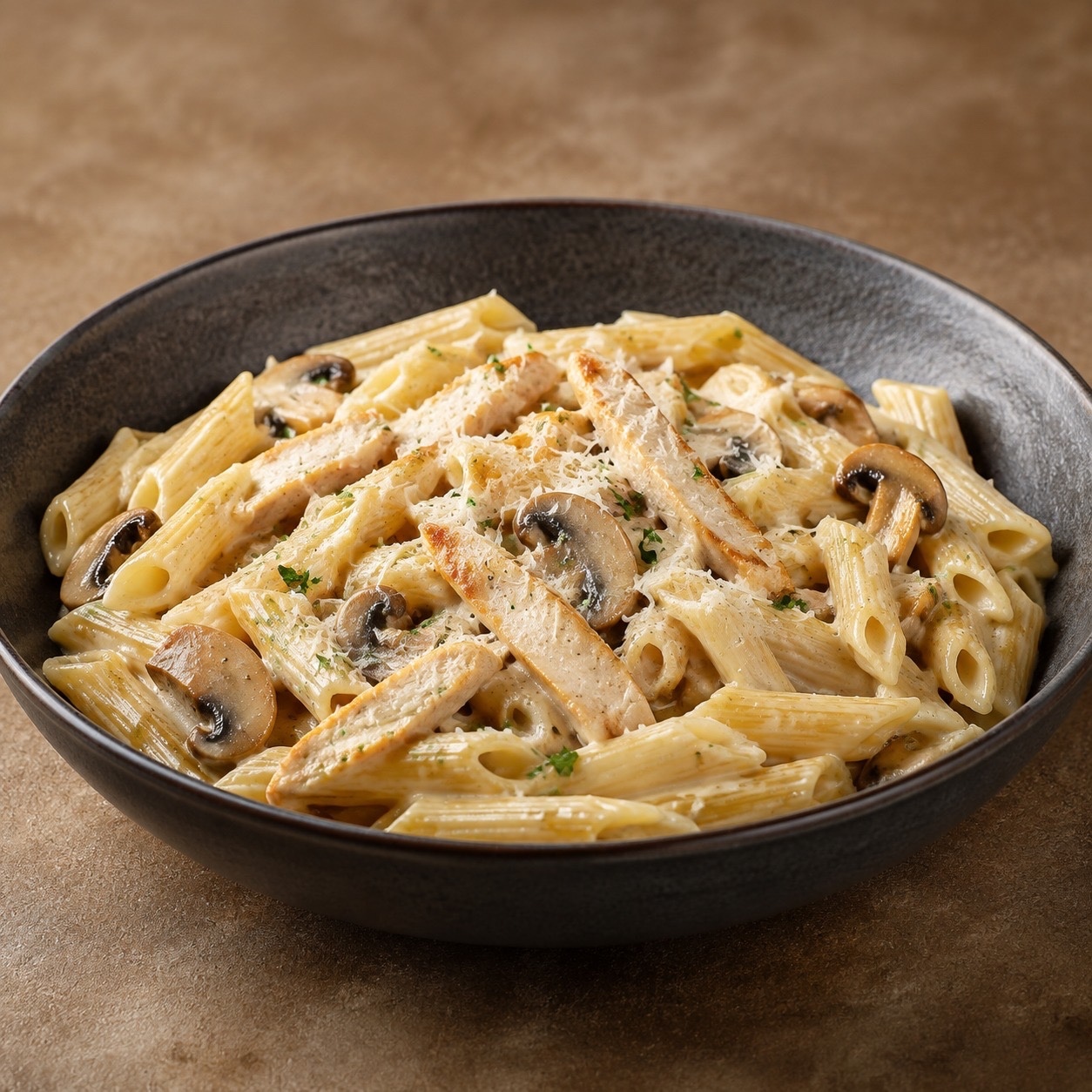 Mantarlı Tavuklu Penne