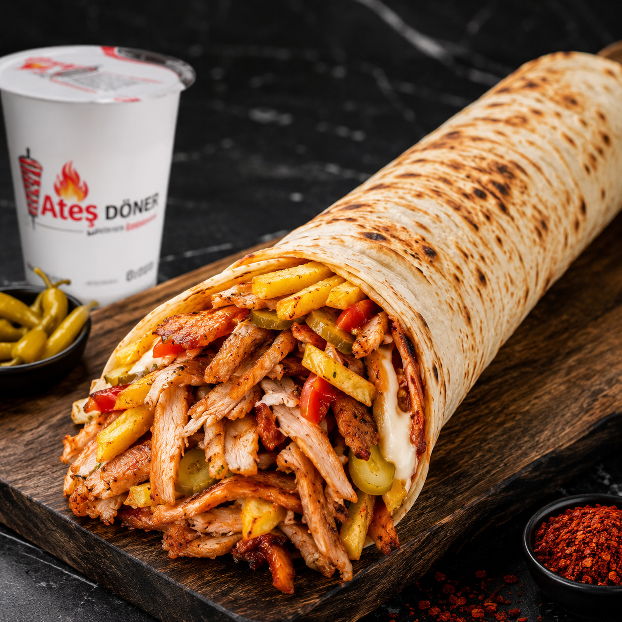 Ateş Boru Tavuk Döner Dürüm