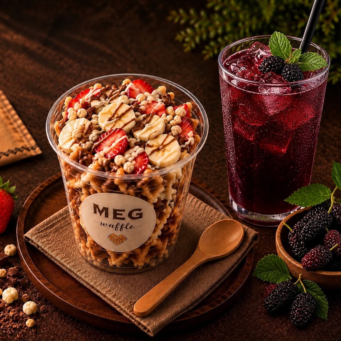 Meg Bardak Waffle + Karadut Suyu