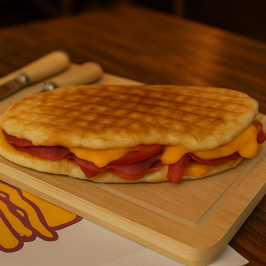 Bazlama Ekmeğine Cheddar Peynir Soslu Karışık Tost