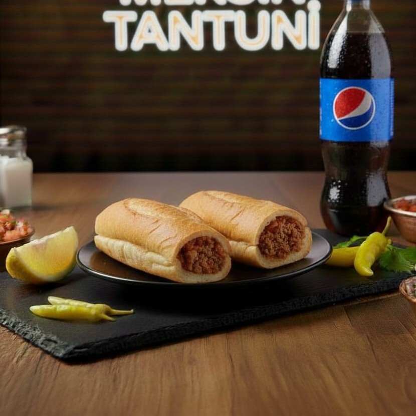 2 Li tavuk Tantuni Menü ( Ekmek Arası ) 1 litre Pepsi