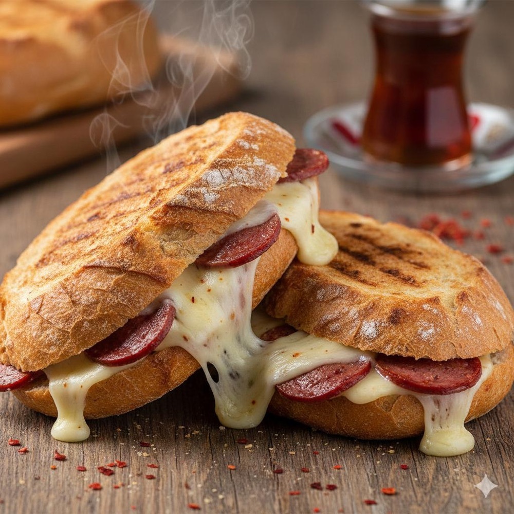 Yarım Ekmek Arası Sucuk Kaşarlı Tost