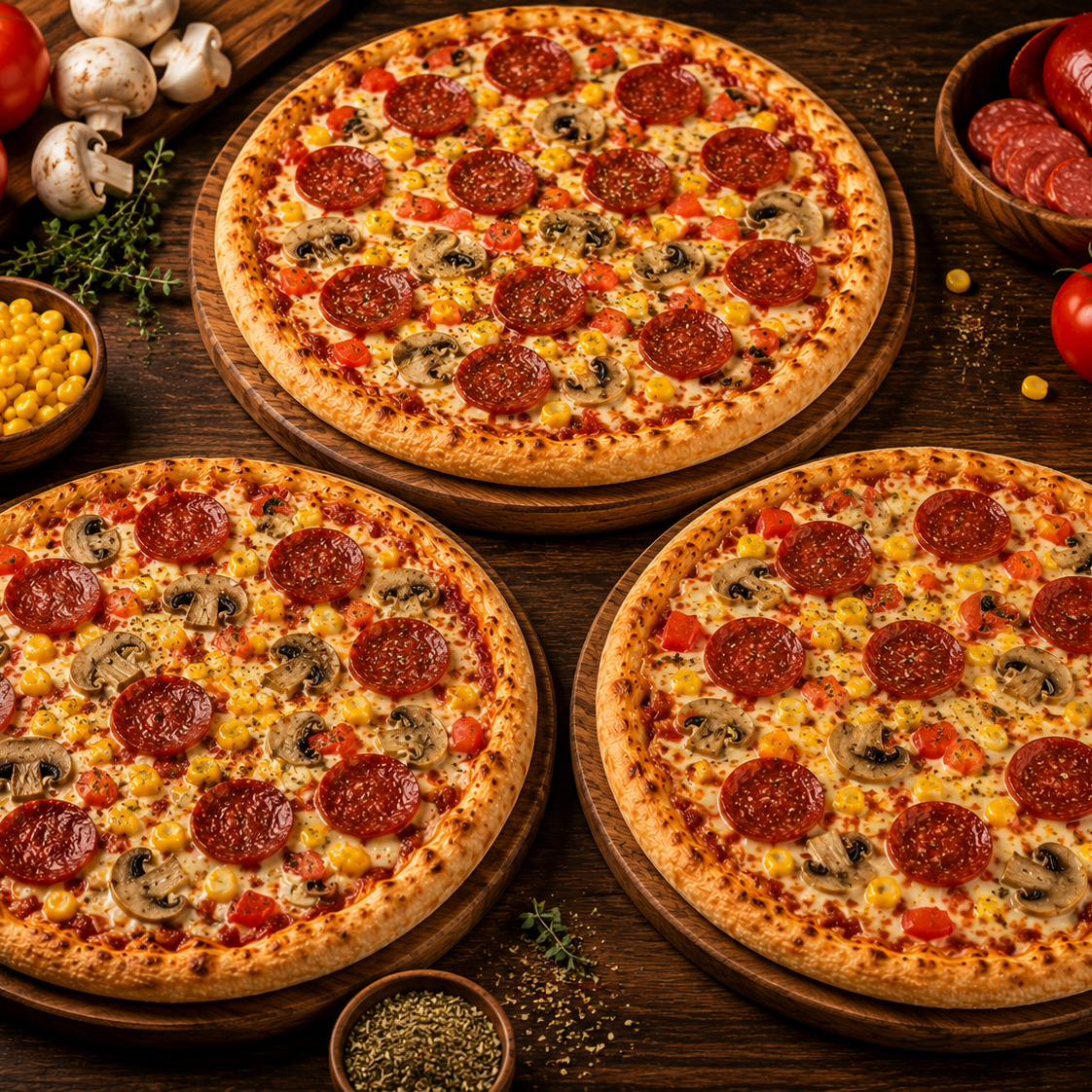 🚀3 Adet Sosyetik Pizza Orta Boy 🌟🍕