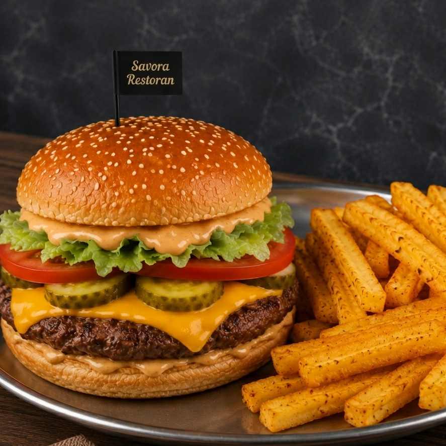 Cheese Burger + Patates + İçecek