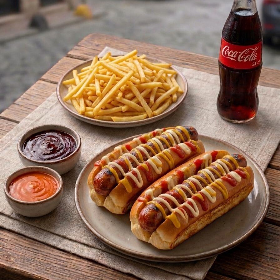 Hot Dog Menü (2 Li)