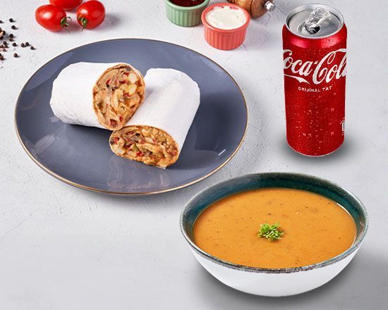 Barbekü Tavuklu Wrap + Seçeceğin Çorba + Dilediğin Kutu İçecek