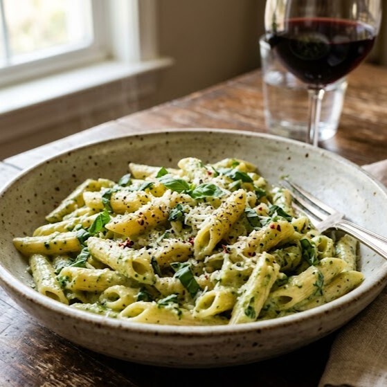 Kremalı Fesleğenli Penne